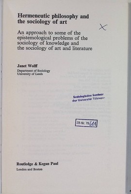 Hermeneutic Philosophy and the Sociology of Art: An Approach to Some of the Epis