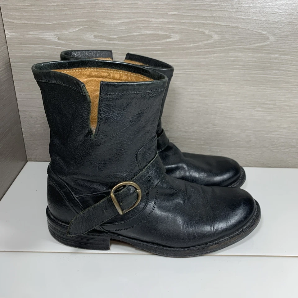 Fiorentini + Baker Eternity Eli Negro Cuero Cubo Motociclista Botines 37 EE. UU. 6,5 Foto 4 de 4