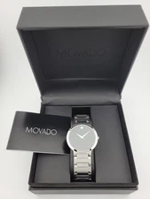 Movado Temo Men's Stainless Steel Black Dial Swiss Watch - 0607292 ($1095 MSRP)