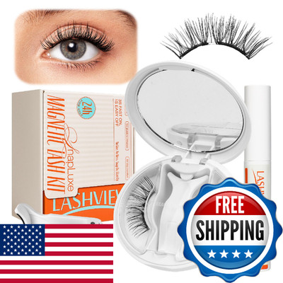 LASHVIEW Magnetic Eyelashes with Applicator Natural Look Reusable No Glue