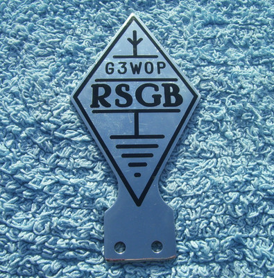 VINTAGE 1960s RADIO SOCIETY OF GREAT BRITAIN CAR BADGE ~ RSGB HAM CALLSIGN RARE