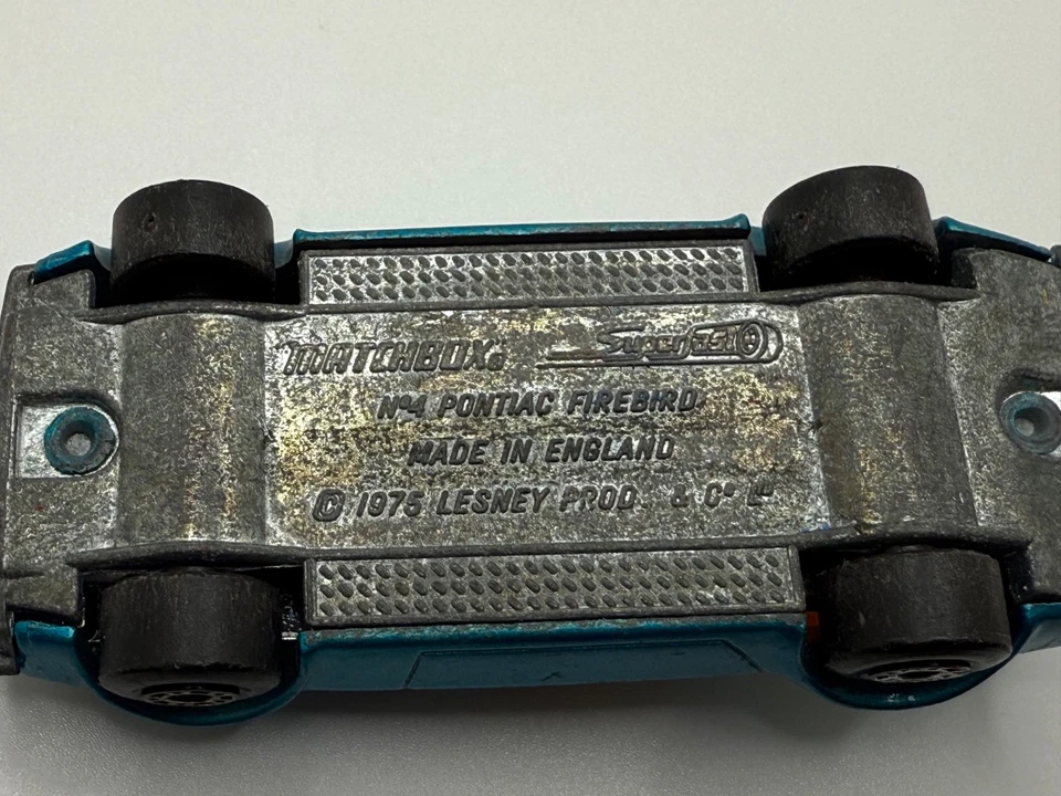 1975 MATCHBOX SUPERFAST NO.4 VINTAGE PONTIAC FIREBIRD LESNEY ENGLAND AQUA - Image 4 of 4