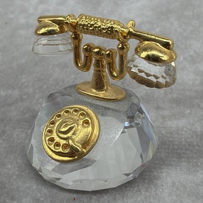 Swarovski Crystal Telephone Gold Plated Figurine Miniature Memories Collection
