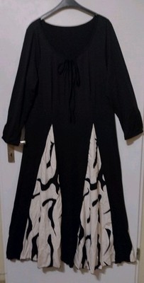 Kleid, Maxikleid, Gr. 4xl (D 52) Graceveil, Schwarz-weiß, Jersey/Chiffon-Mix