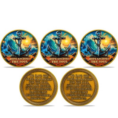 5pcs Anchor Christian Challenge Coin - Hope Anchors the Soul Hebrews 6:19 Verse