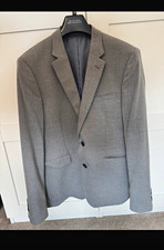 Burton Menswear London Slim Fit Grey 2 Piece Suit 40R W32 L30 Stretch