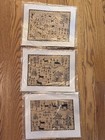 Primitive Hand Hooking Rug Single Sheet Pattern, Monochromatic Folk Art Scenes — photo 1