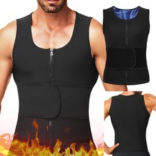 Hombres Sauna Chaleco Entrenador Cintura Chaleco con Cremallera Sauna Traje Cintura Recortadora Cinturón