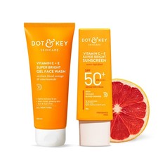 Dot  Key Vitamin C E Super Bright 50Gm Sunscreen Spf 50 Face Wash 100Gm Combo
