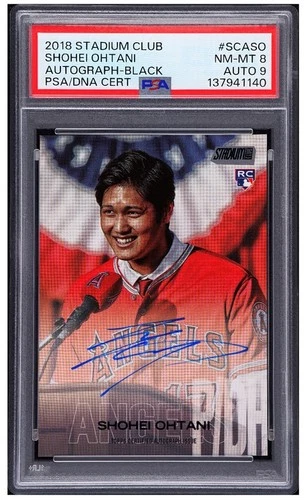 2018 Stadium Club Shohei Ohtani Rookie Auto /25 Black Foil Autograph PSA8/9 Pop1