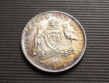 Australia 1917-M 2 Shillings 1 Florin George V. Extra Grade Silver VF/EF CA611