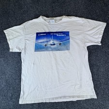 Boeing 787 Dreamliner T Shirt Mens Large White Airplane Graphic Tee Crewneck