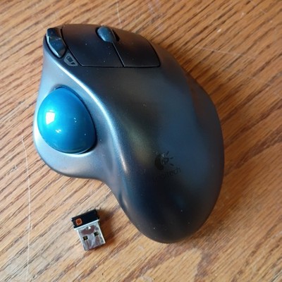 Logitech Trackman M570 Wireless Trackball Mouse w/USB Dongle Receiver TESTED