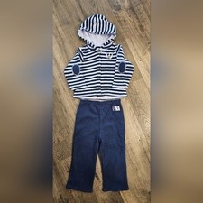 Kid's sz 24M Disney Store Mickey Mouse Waffle Knit Striped Hoodie and Pants Set