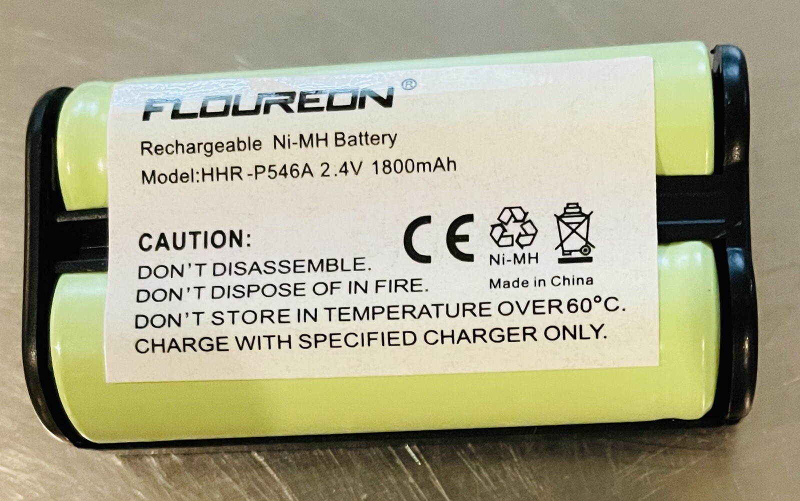 FlouReon 9.6V Rechargeable Ni-MH Battery Model HHR-P546A 2.4V 1800mAh Lot 6 IA