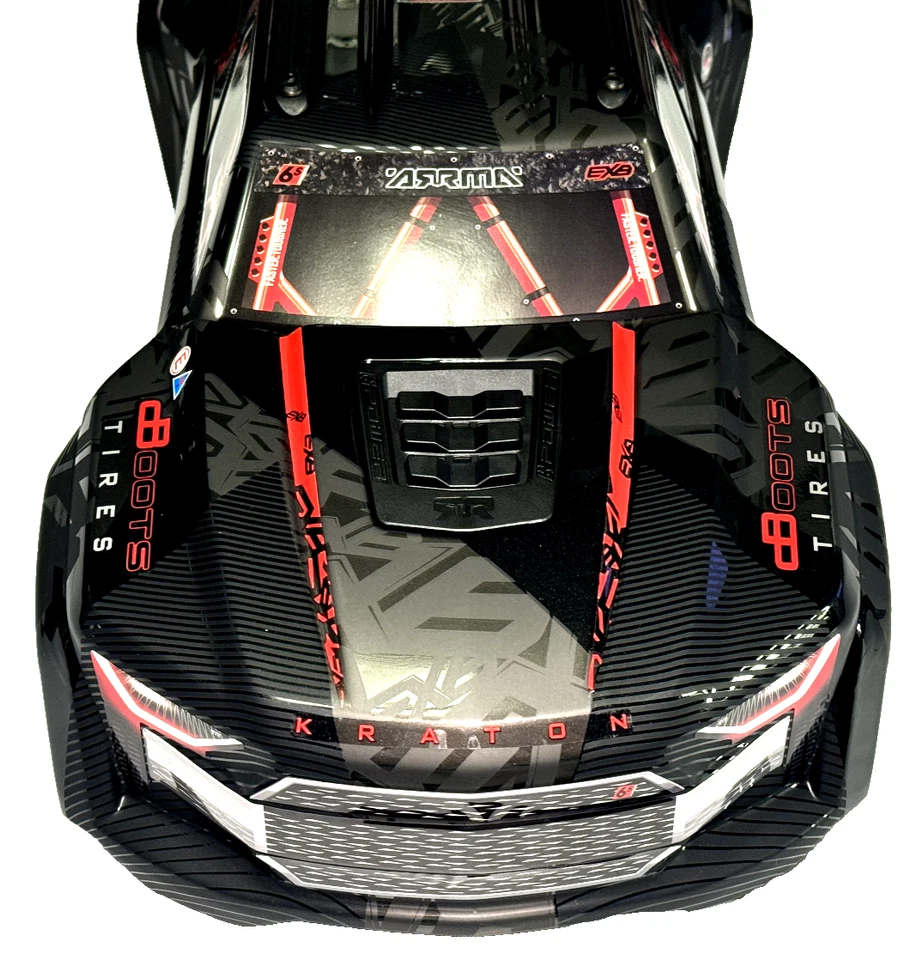 Arrma KRATON 6s EXB V6 1:8 SHELL Black/Red cover & Body Clipless ARA8708V6 - Image 3 of 4