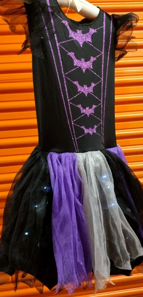 Vestido Tutú Gótico Púrpura Murciélagos Halloween Ilumina Adolescentes Talla Niñas L 10 12 Foto 2 de 4
