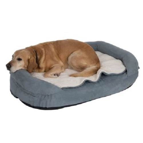 Oval memory top foam dog bed