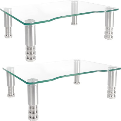 2 Pack Computer Monitor Riser with Height Adjustable Multi Media Desktop Stand f