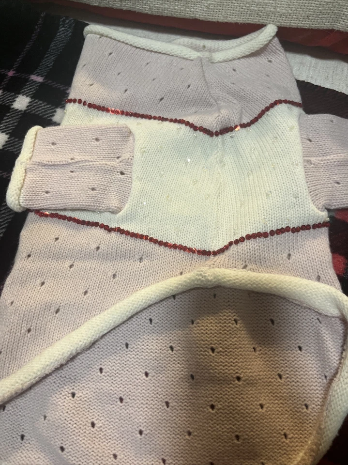 Oscar Newman Dog Cat Sweater M Free Kisses Pink Beaded - Image 4 of 4