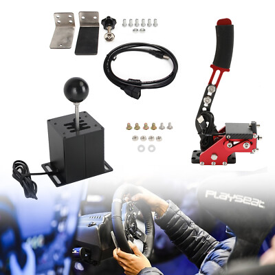 USB Handbrake with Clamp and 6+R H Shifter for Logitech G25 G27 Steering Wheel B