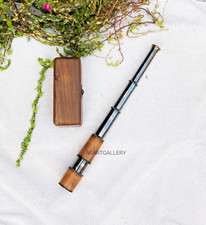 Dollond London Leather Covered Telescope with Wooden Box, Captain Telescope