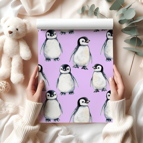 Baby Penguin Gift Wrap – Cute Watercolour Wrapping Paper for Birthdays W78 - Picture 29 of 48