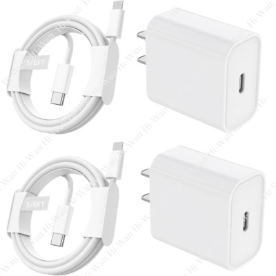 For iPhone 14 13 12 11 XS Max iPad 20W Power Adapter Cable USB C PD Fast Charger