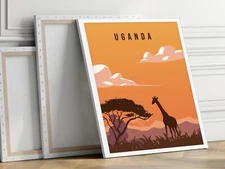 Uganda Illustration 40x50cm Stretched Travel Canvas Wall Art Print