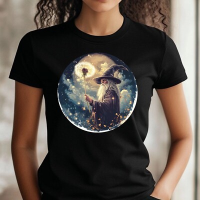 Frauen T-Shirt Zauberer mit Löwenzahn Motiv Baumwolle Größe S bis 3XL