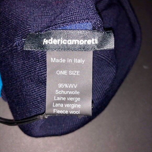 Federica Moretti Navy Knit Beanie with Blue Bow | eBay display picture 2