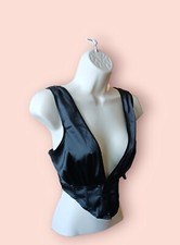 Missguided Plunge satin womens corset Size 2 US top Black