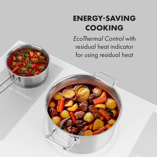Induction Hob 90 cm 5 Ring Glass Ceramic Induction Range Cooker White Electric