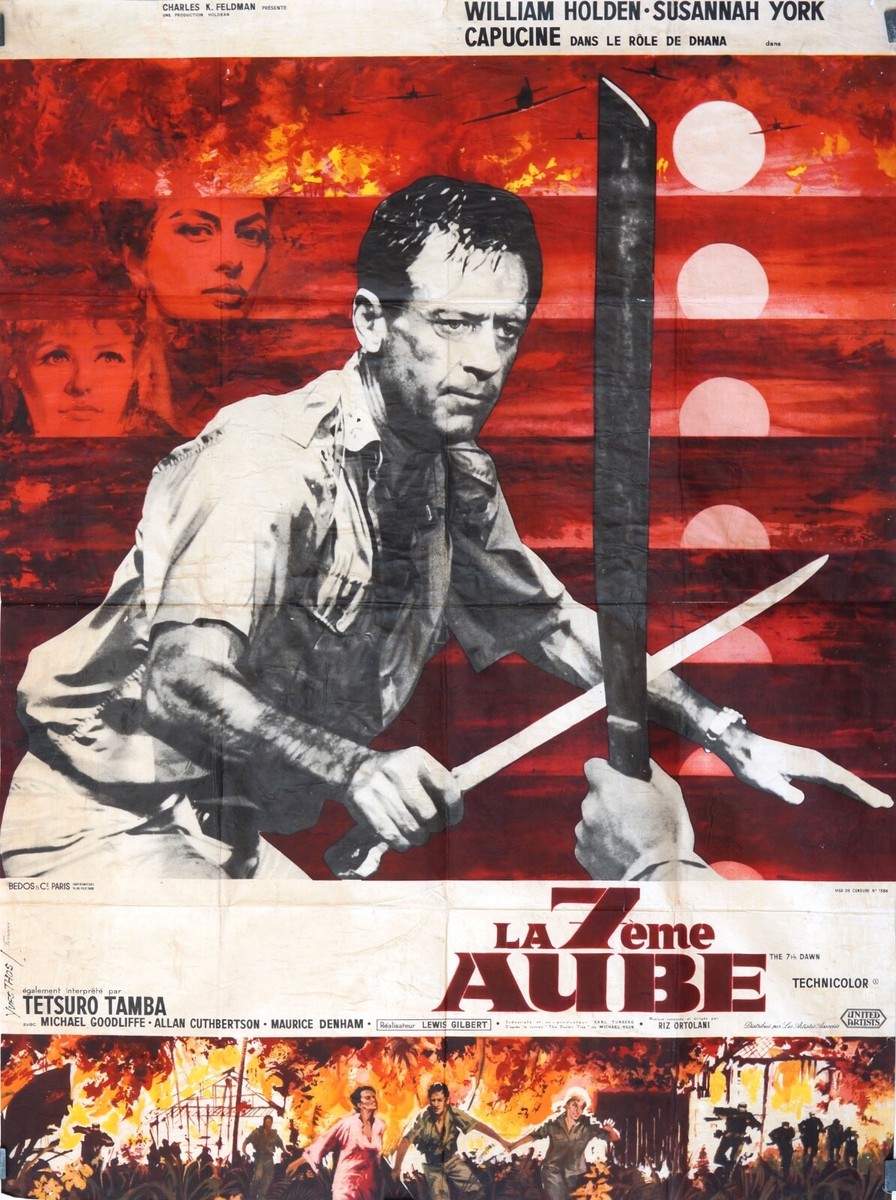 Affiche De Film Vintage Française - 'La 7ème Aube' Avec William Holden, Pré-1970