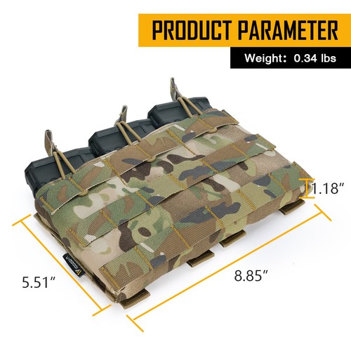 IDOGEAR Tactical 5.56 MOLLE Triple Open Top Mag Pouch Hunting Mag Carrier Camo - Picture 7 of 20