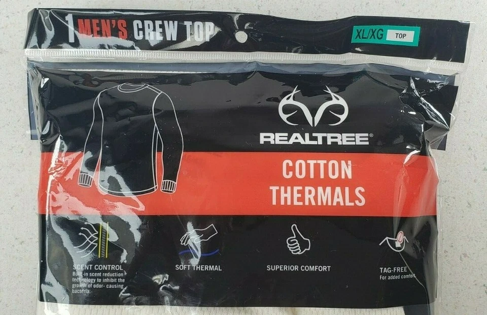 Realtree Men's Cotton Thermal Crew Top*Size XL*Color Naturl*Brand New Sealed* - Image 3 of 4