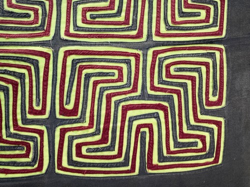 KUNA PANAMA Geometrisches MOTIV MOLA Lateinamerikanisch Original VOLKSKUNST Quilt Textil - Bild 7 von 11