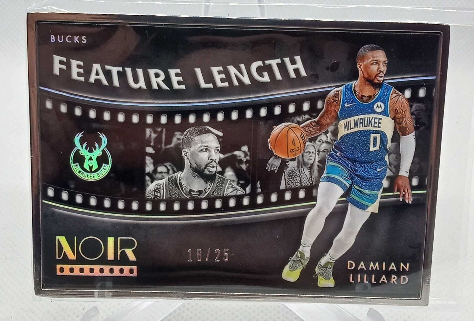 2023-24 Panini Noir Featured Length #260 Damian Lillard #/25 Metal Frame