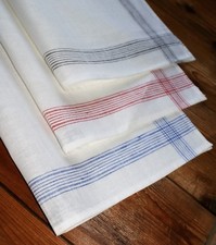 Kracht Reinleinen Gläser-Geschirr-Küchen-Poliertuch Leinen Blau Grau Rot 