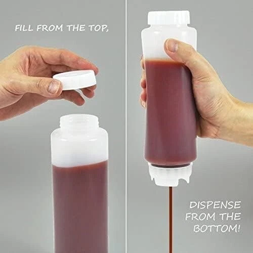 FIFO 16 oz Refillable BPA-Free Blue Tip Sauce Dispenser - 12 Pack Elegance - Picture 3 of 3