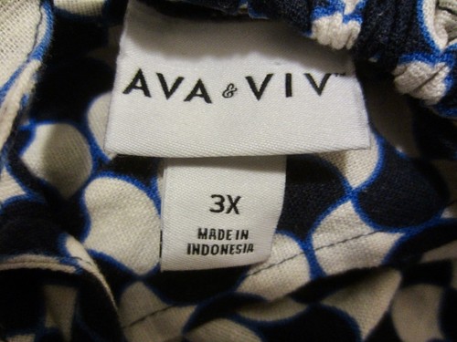 NWT AVA & VIV MAXI Dress Blue print Sleeveless Halter w/Pockets Plus Size 3X - Picture 4 of 6