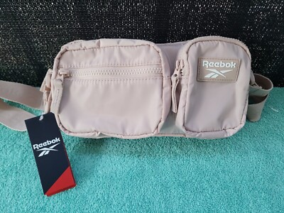 REEBOK WOMEN' S CROSSBODY BAG BEIGE MUSHROOM SHOULDER AJUSTABLE STRAP 3 POCKETS