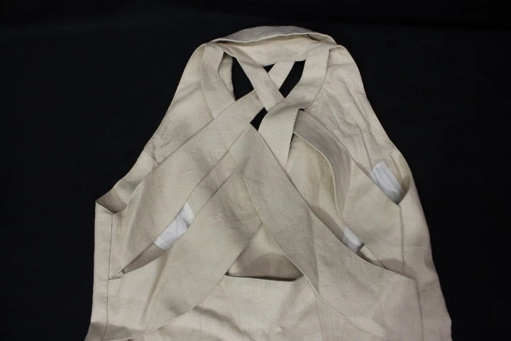 Traje Pantalón BARBARA TAYLOR Beige 100% Lino 2 Piezas con Peek A Boo Top Mujer 6-B113 Foto 4 de 4