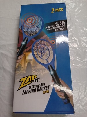 ZAP IT Electric Bug Zapping Racket (BLUE MINI 2 PACK) Batteries Not Required 