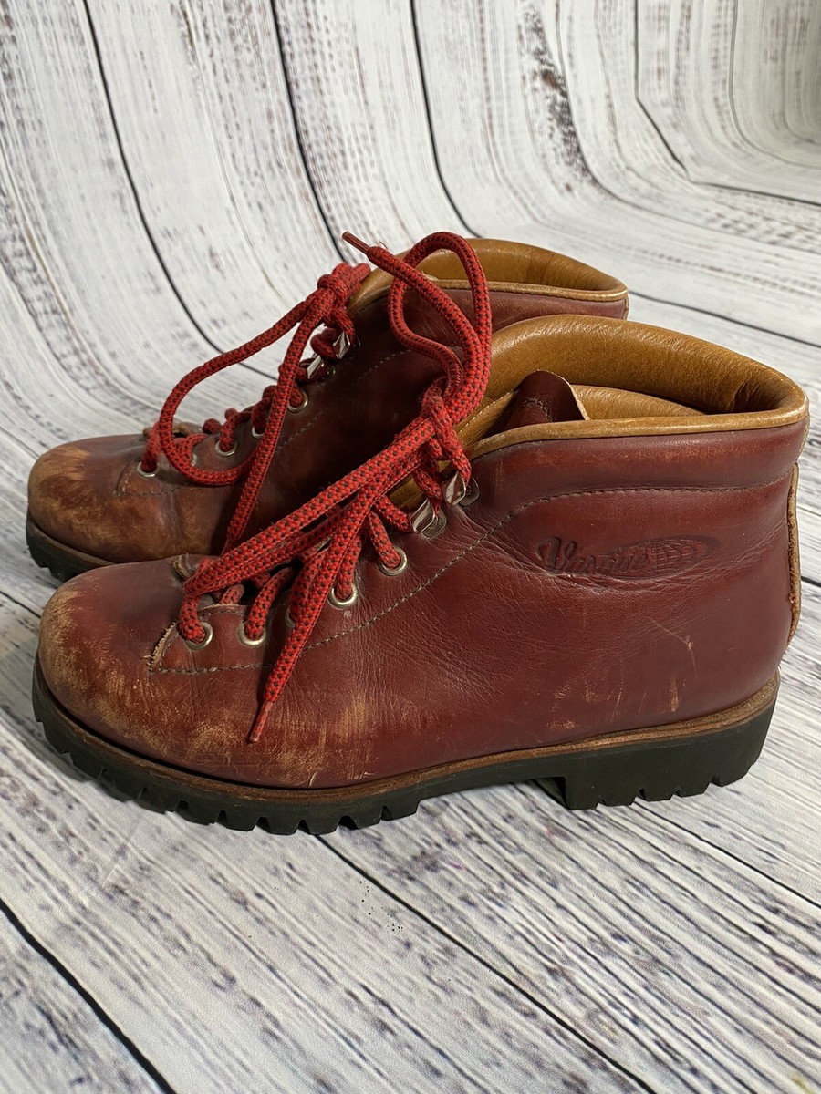 Vintage Vasque Italy Highlander Red Leather Hiking Boots Mens Sz