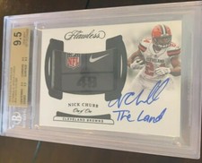 2018 Flawless NICK CHUBB 1/1 Rookie Laundry Tag Nike Shield AUTO Black Browns