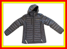 Clique Large Puffer Jacket Gray Quilted Full Zip Pockets Hood Netapp Microsoft
