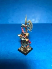 WARHAMMER DARK ELF WITH HALBERD  HQ PAINTED METAL OOP 1992 BY GAMES WORKSHOP