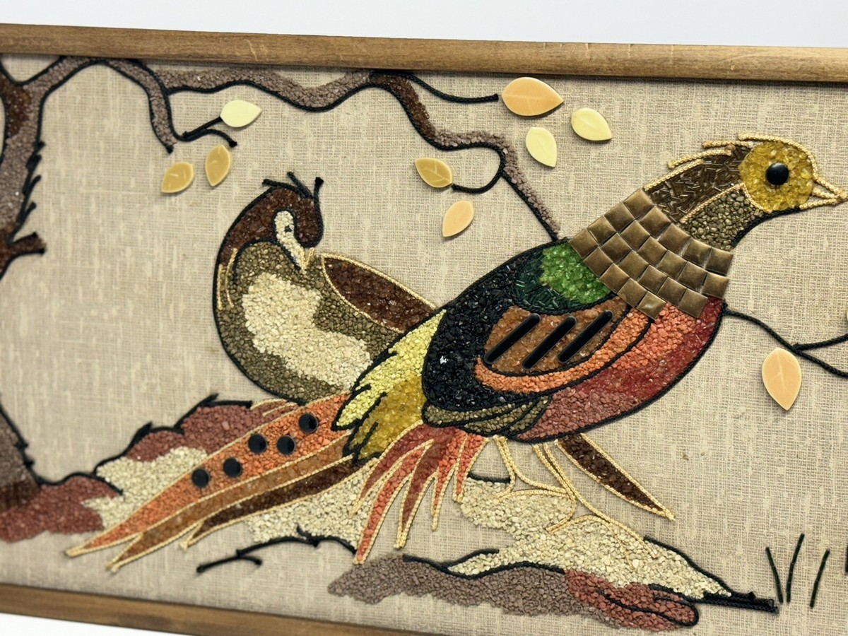 Mid Century Modern Bird Peacock Pheasant Mosaic Pebble Mid Century Modern Bird Peacock Pheasant Mosaic Pebble
