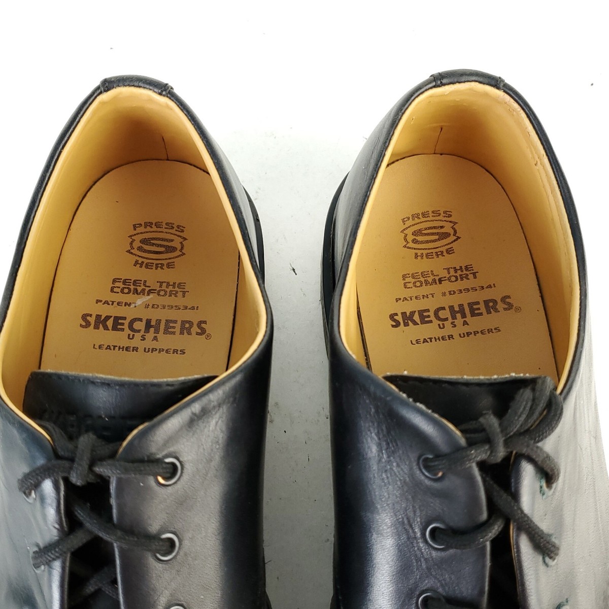Skechers Shoes Mens 12 Black Leather Oxford Chunky Lace Up 